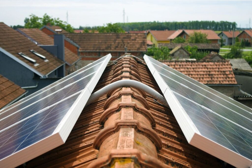 solar panels on peak of roof